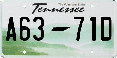 TN license plate A6371D