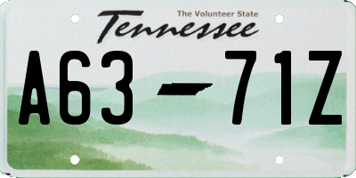 TN license plate A6371Z