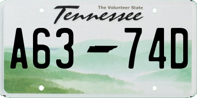 TN license plate A6374D