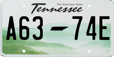TN license plate A6374E