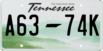 TN license plate A6374K
