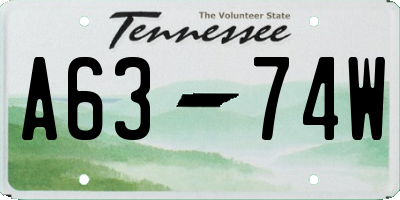 TN license plate A6374W