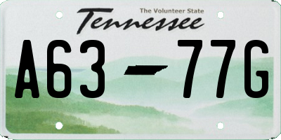 TN license plate A6377G