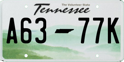 TN license plate A6377K