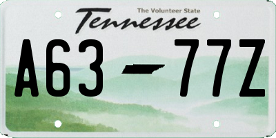 TN license plate A6377Z