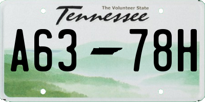 TN license plate A6378H