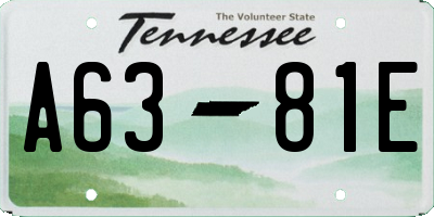 TN license plate A6381E