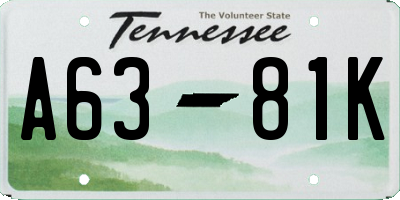 TN license plate A6381K