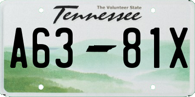 TN license plate A6381X