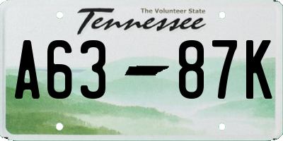 TN license plate A6387K
