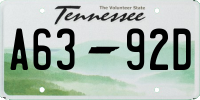 TN license plate A6392D