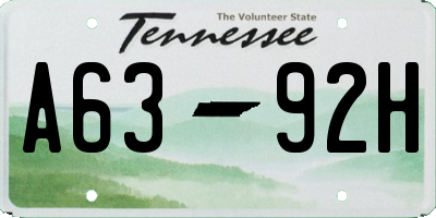 TN license plate A6392H