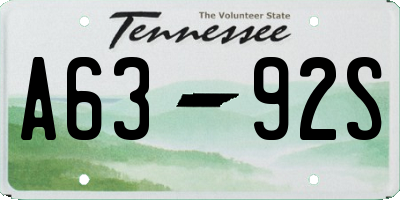 TN license plate A6392S