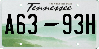 TN license plate A6393H