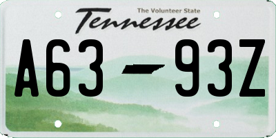 TN license plate A6393Z