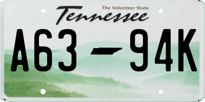 TN license plate A6394K