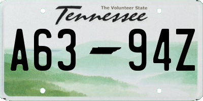 TN license plate A6394Z