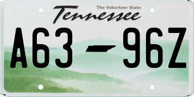 TN license plate A6396Z