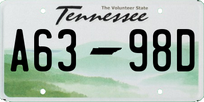 TN license plate A6398D