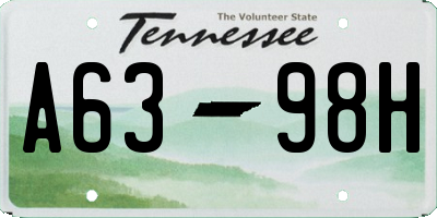 TN license plate A6398H