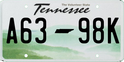 TN license plate A6398K