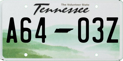 TN license plate A6403Z