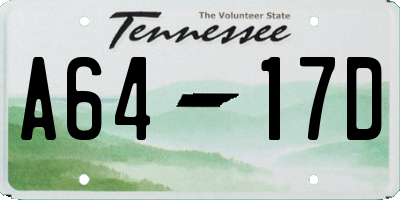 TN license plate A6417D