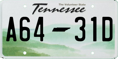 TN license plate A6431D