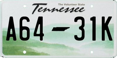 TN license plate A6431K