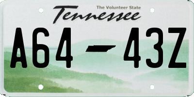 TN license plate A6443Z