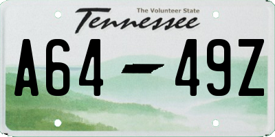TN license plate A6449Z