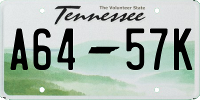 TN license plate A6457K
