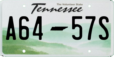 TN license plate A6457S