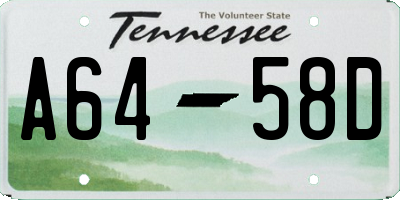 TN license plate A6458D