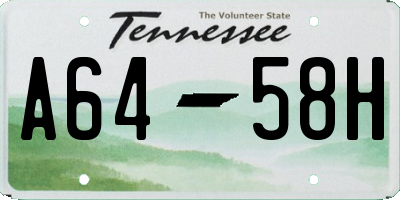 TN license plate A6458H