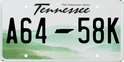 TN license plate A6458K