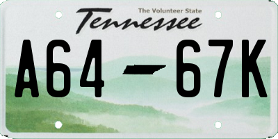 TN license plate A6467K