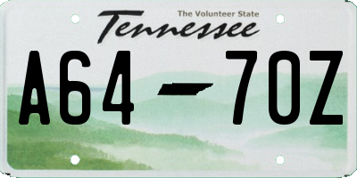 TN license plate A6470Z