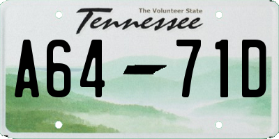 TN license plate A6471D