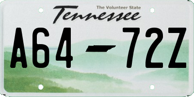 TN license plate A6472Z