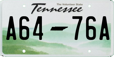 TN license plate A6476A