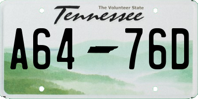 TN license plate A6476D