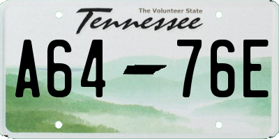 TN license plate A6476E