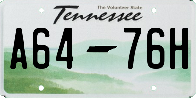 TN license plate A6476H