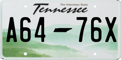 TN license plate A6476X