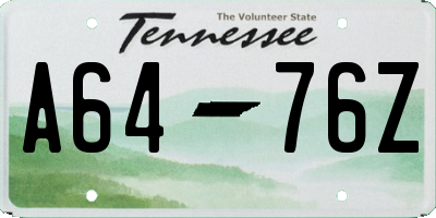 TN license plate A6476Z