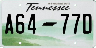 TN license plate A6477D
