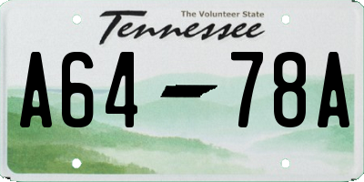 TN license plate A6478A