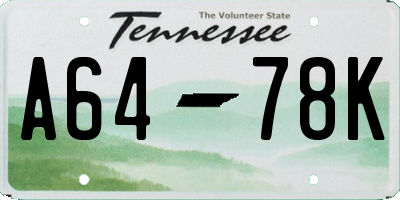 TN license plate A6478K