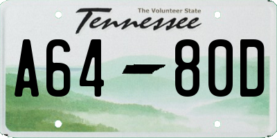TN license plate A6480D